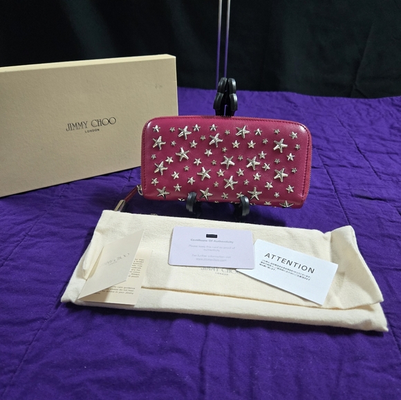 Low start EUC JIMMY CHOO NELLIE STAR STUDDED LONG WALLET - Picture 2 of 8